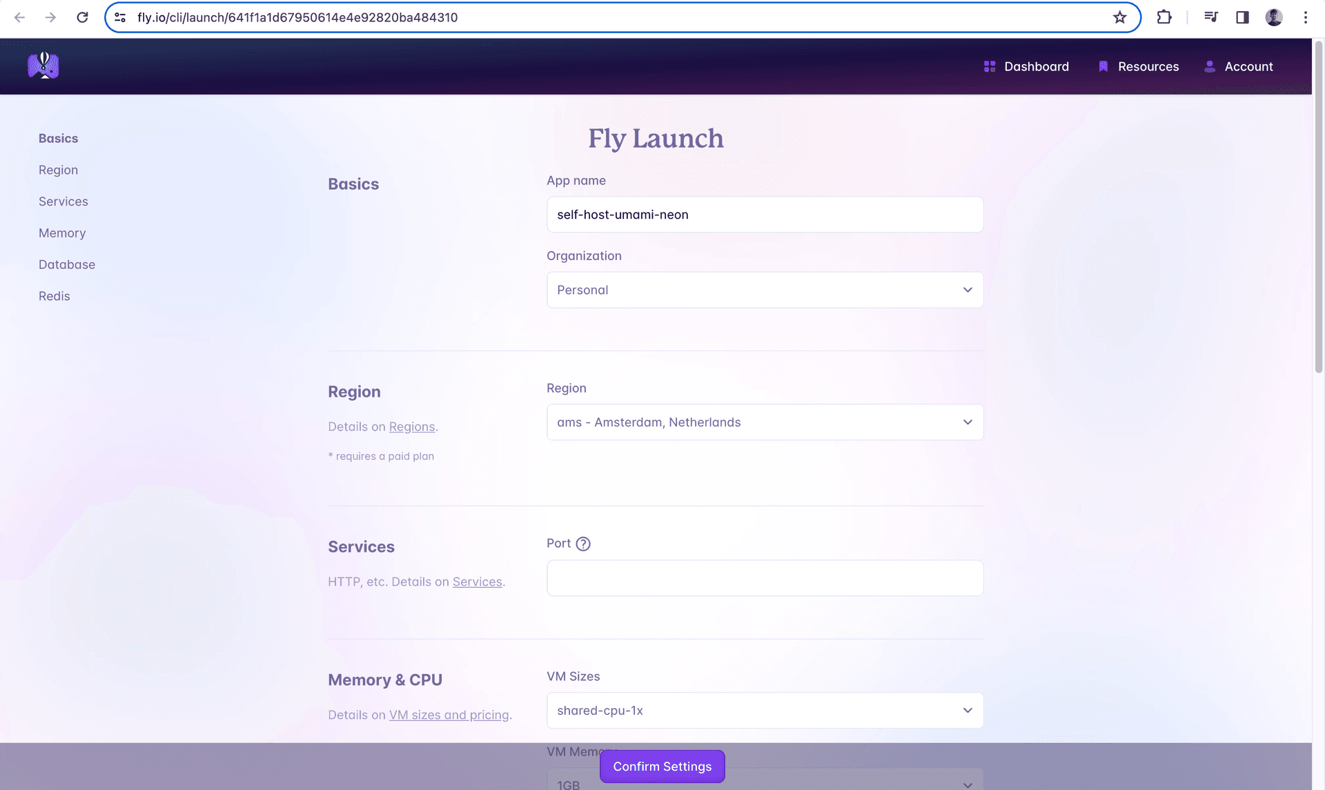 Fly.io Deployment Setting